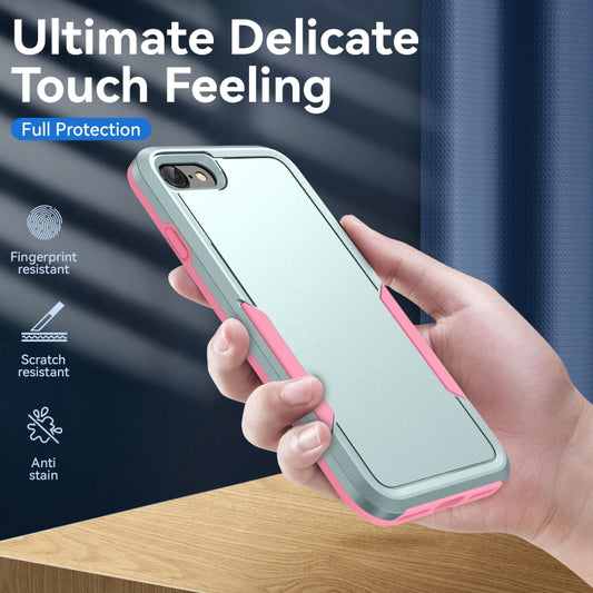 For iPhone SE 2022 / SE 2020 / 8 / 7 Pioneer Armor Heavy Duty PC + TPU Phone Case(Green Pink) by buy2fix
