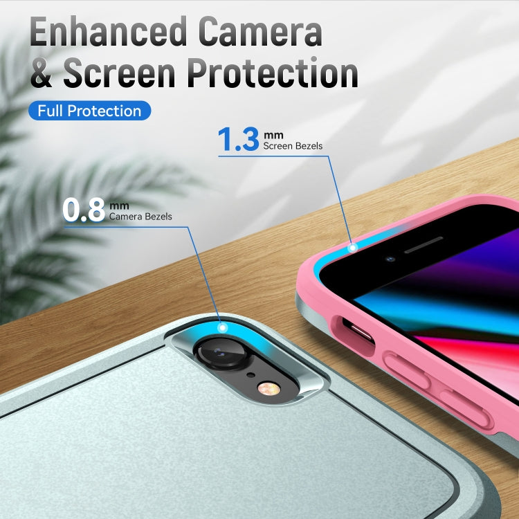 For iPhone SE 2022 / SE 2020 / 8 / 7 Pioneer Armor Heavy Duty PC + TPU Phone Case(Green Pink) by buy2fix