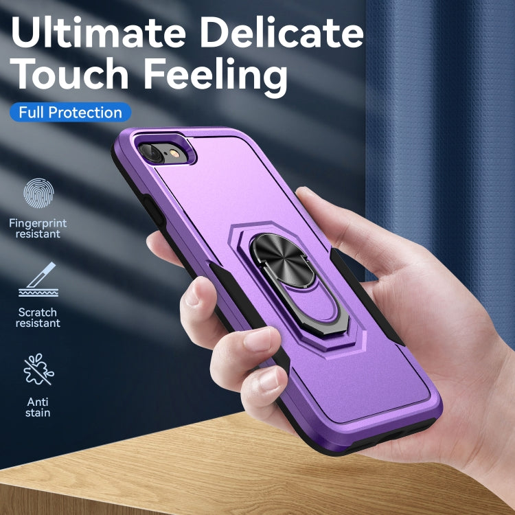 For iPhone SE 2022 / SE 2020 / 8 / 7 Pioneer Armor Heavy Duty PC + TPU Holder Phone Case(Purple Black) by buy2fix