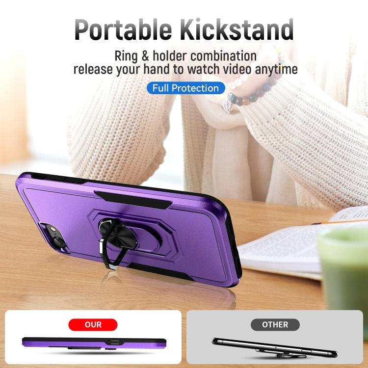 For iPhone SE 2022 / SE 2020 / 8 / 7 Pioneer Armor Heavy Duty PC + TPU Holder Phone Case(Purple Black) by buy2fix