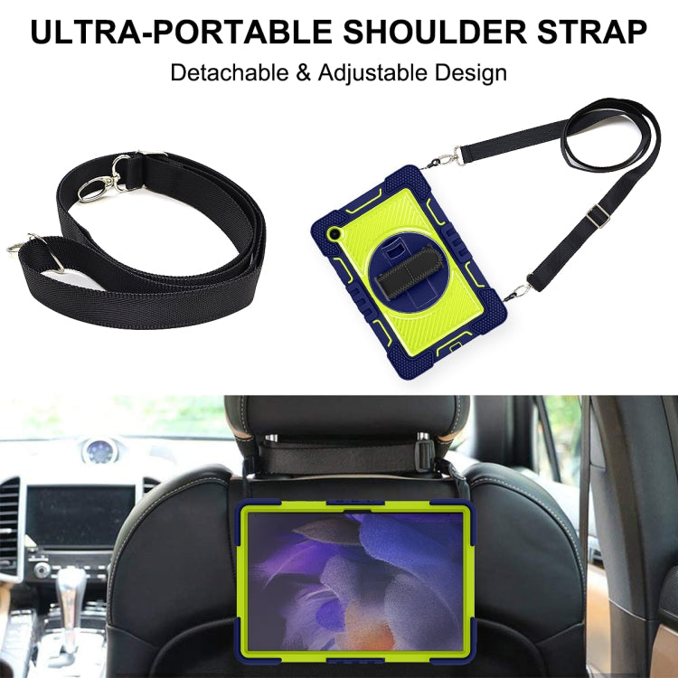 For Samsung Galaxy Tab A8 10.5 2021 360 Degree Rotation Contrast Color Silicone + PC Tablet Case(Navy+Yellow Green) - Other Galaxy Tab PC by buy2fix | Online Shopping UK | buy2fix