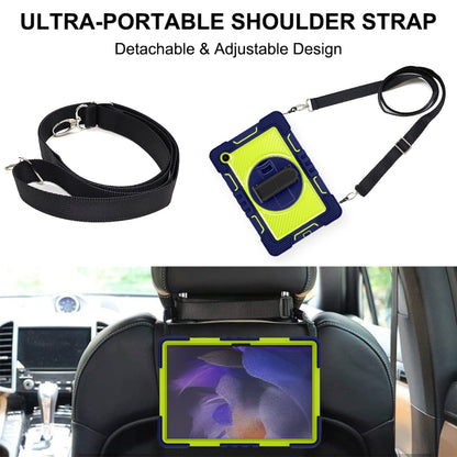For Samsung Galaxy Tab A8 10.5 2021 360 Degree Rotation Contrast Color Silicone + PC Tablet Case(Navy+Yellow Green) - Other Galaxy Tab PC by buy2fix | Online Shopping UK | buy2fix