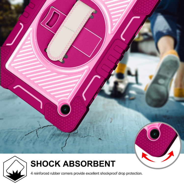 For Samsung Galaxy Tab A8 10.5 2021 360 Degree Rotation Contrast Color Silicone + PC Tablet Case(Rose Red+Pink) - Other Galaxy Tab PC by buy2fix | Online Shopping UK | buy2fix
