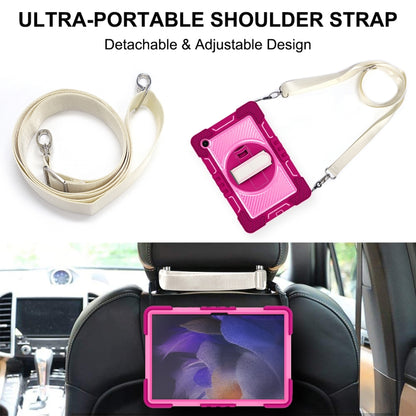 For Samsung Galaxy Tab A8 10.5 2021 360 Degree Rotation Contrast Color Silicone + PC Tablet Case(Rose Red+Pink) - Other Galaxy Tab PC by buy2fix | Online Shopping UK | buy2fix
