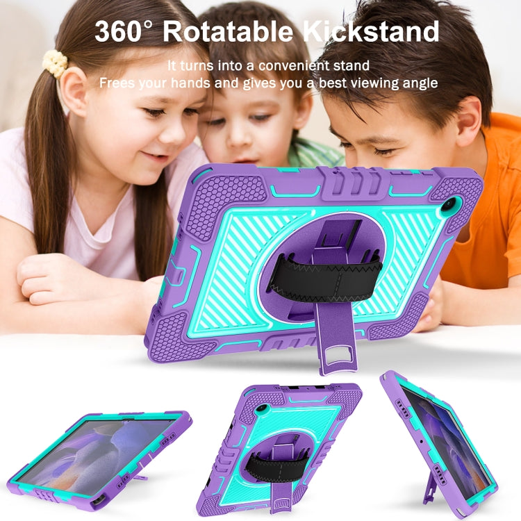For Samsung Galaxy Tab A8 10.5 2021 360 Degree Rotation Contrast Color Silicone + PC Tablet Case(Purple + Mint Green) - Other Galaxy Tab PC by buy2fix | Online Shopping UK | buy2fix