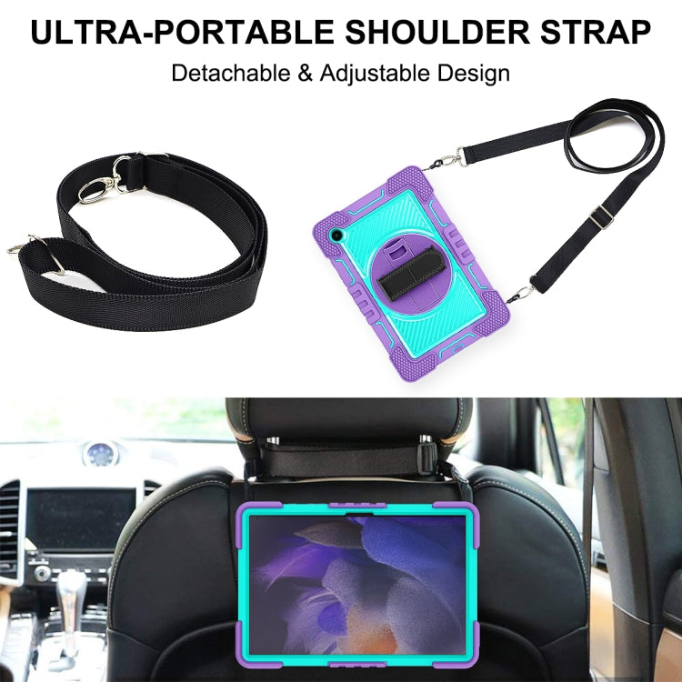 For Samsung Galaxy Tab A8 10.5 2021 360 Degree Rotation Contrast Color Silicone + PC Tablet Case(Purple + Mint Green) - Other Galaxy Tab PC by buy2fix | Online Shopping UK | buy2fix