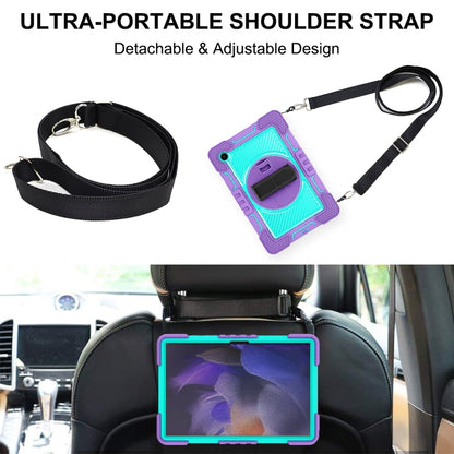 For Samsung Galaxy Tab A8 10.5 2021 360 Degree Rotation Contrast Color Silicone + PC Tablet Case(Purple + Mint Green) - Other Galaxy Tab PC by buy2fix | Online Shopping UK | buy2fix