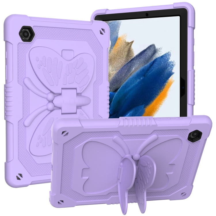 For Samsung Galaxy Tab A8 10.5 2021 Beige PC + Silicone Holder Tablet Case(Raro Purple) - Other Galaxy Tab PC by buy2fix | Online Shopping UK | buy2fix