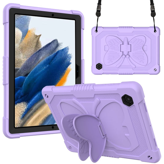For Samsung Galaxy Tab A8 10.5 2021 Beige PC + Silicone Holder Tablet Case(Raro Purple) - Other Galaxy Tab PC by buy2fix | Online Shopping UK | buy2fix