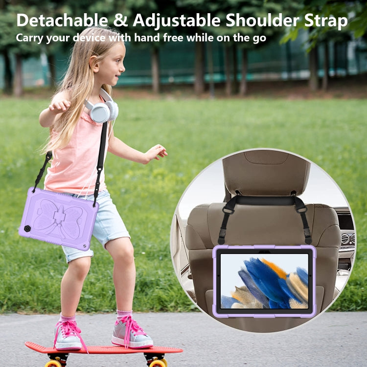 For Samsung Galaxy Tab A8 10.5 2021 Beige PC + Silicone Holder Tablet Case(Raro Purple) - Other Galaxy Tab PC by buy2fix | Online Shopping UK | buy2fix