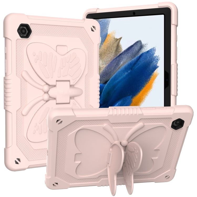For Samsung Galaxy Tab A8 10.5 2021 Beige PC + Silicone Holder Tablet Case(Rose Pink) - Other Galaxy Tab PC by buy2fix | Online Shopping UK | buy2fix