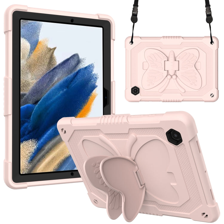 For Samsung Galaxy Tab A8 10.5 2021 Beige PC + Silicone Holder Tablet Case(Rose Pink) - Other Galaxy Tab PC by buy2fix | Online Shopping UK | buy2fix