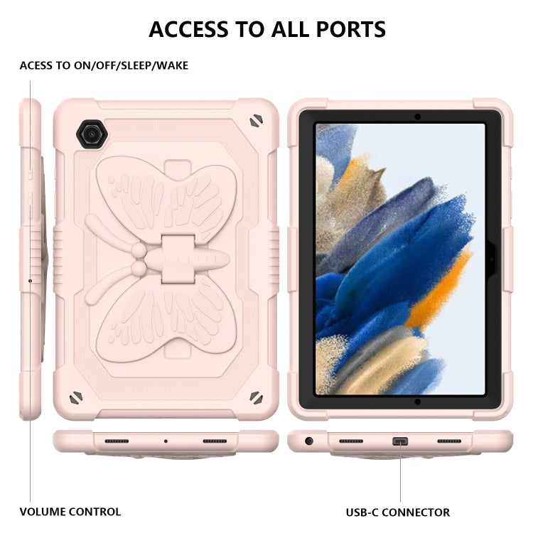 For Samsung Galaxy Tab A8 10.5 2021 Beige PC + Silicone Holder Tablet Case(Rose Pink) - Other Galaxy Tab PC by buy2fix | Online Shopping UK | buy2fix