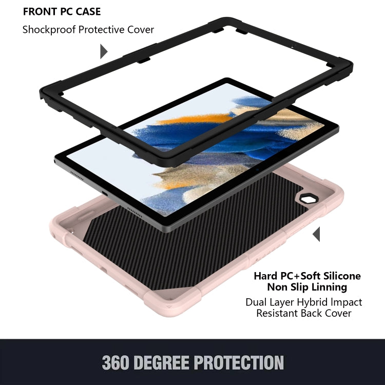 For Samsung Galaxy Tab A8 10.5 2021 Beige PC + Silicone Holder Tablet Case(Rose Pink) - Other Galaxy Tab PC by buy2fix | Online Shopping UK | buy2fix