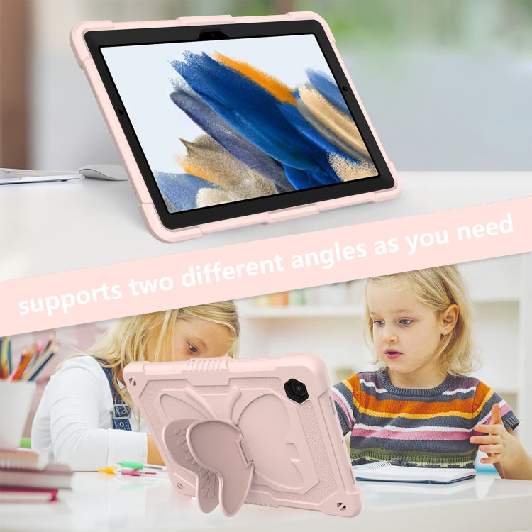 For Samsung Galaxy Tab A8 10.5 2021 Beige PC + Silicone Holder Tablet Case(Rose Pink) - Other Galaxy Tab PC by buy2fix | Online Shopping UK | buy2fix