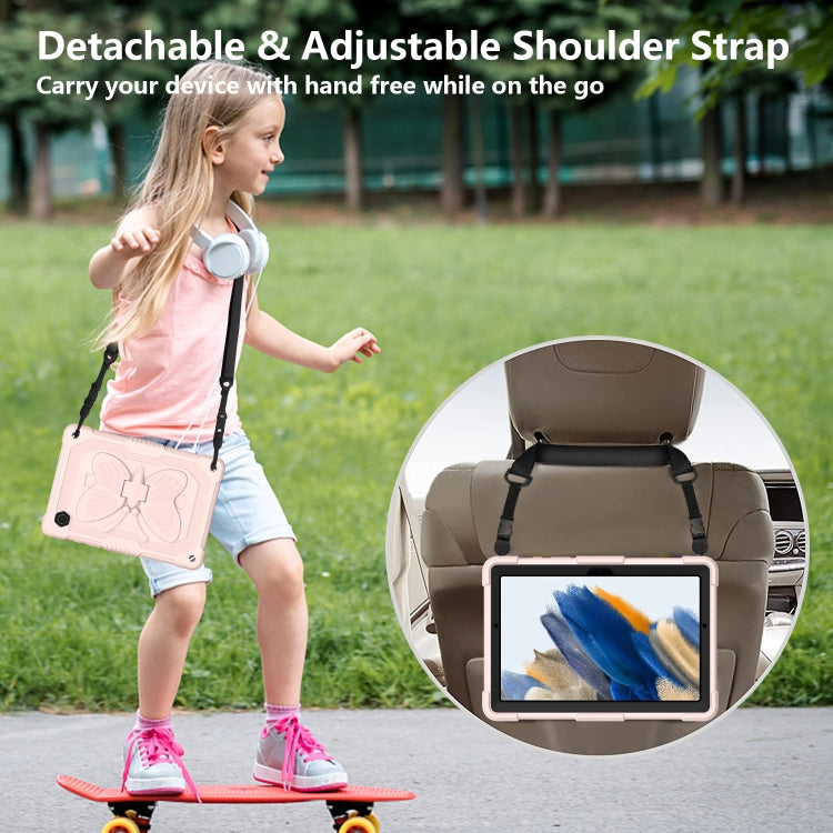 For Samsung Galaxy Tab A8 10.5 2021 Beige PC + Silicone Holder Tablet Case(Rose Pink) - Other Galaxy Tab PC by buy2fix | Online Shopping UK | buy2fix