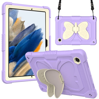 For Samsung Galaxy Tab A8 10.5 2021 Beige PC + Silicone Holder Tablet Case(Beige+Raro Purple) - Other Galaxy Tab PC by buy2fix | Online Shopping UK | buy2fix