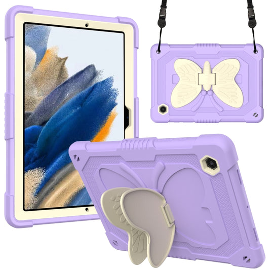 For Samsung Galaxy Tab A8 10.5 2021 Beige PC + Silicone Holder Tablet Case(Beige+Raro Purple) - Other Galaxy Tab PC by buy2fix | Online Shopping UK | buy2fix
