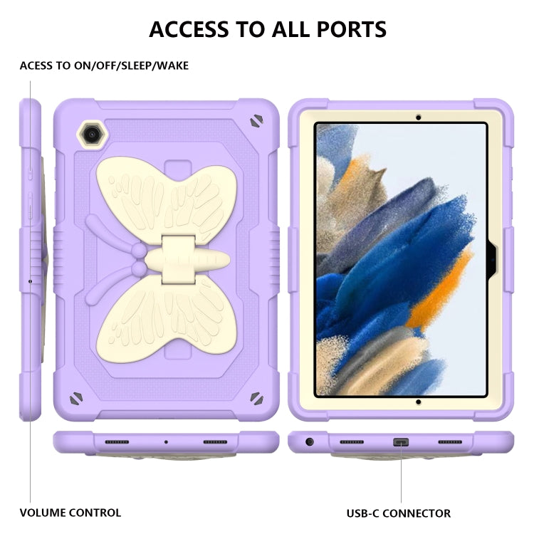 For Samsung Galaxy Tab A8 10.5 2021 Beige PC + Silicone Holder Tablet Case(Beige+Raro Purple) - Other Galaxy Tab PC by buy2fix | Online Shopping UK | buy2fix