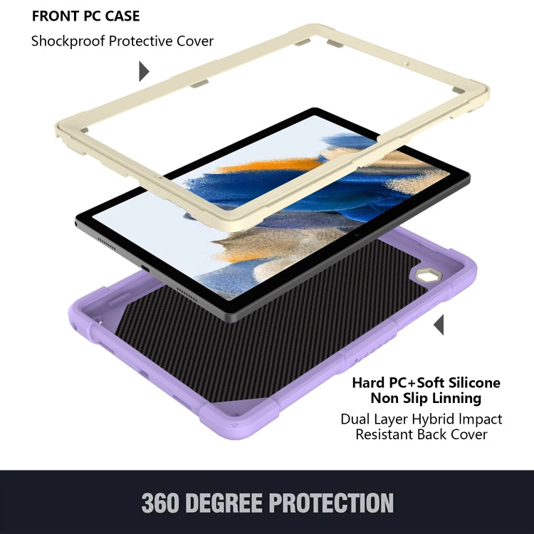 For Samsung Galaxy Tab A8 10.5 2021 Beige PC + Silicone Holder Tablet Case(Beige+Raro Purple) - Other Galaxy Tab PC by buy2fix | Online Shopping UK | buy2fix