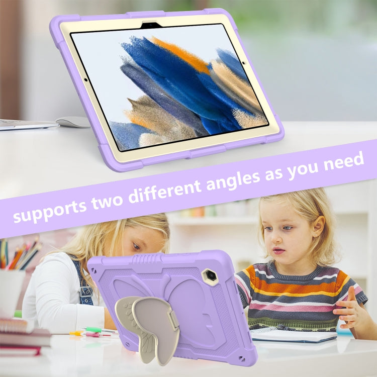 For Samsung Galaxy Tab A8 10.5 2021 Beige PC + Silicone Holder Tablet Case(Beige+Raro Purple) - Other Galaxy Tab PC by buy2fix | Online Shopping UK | buy2fix