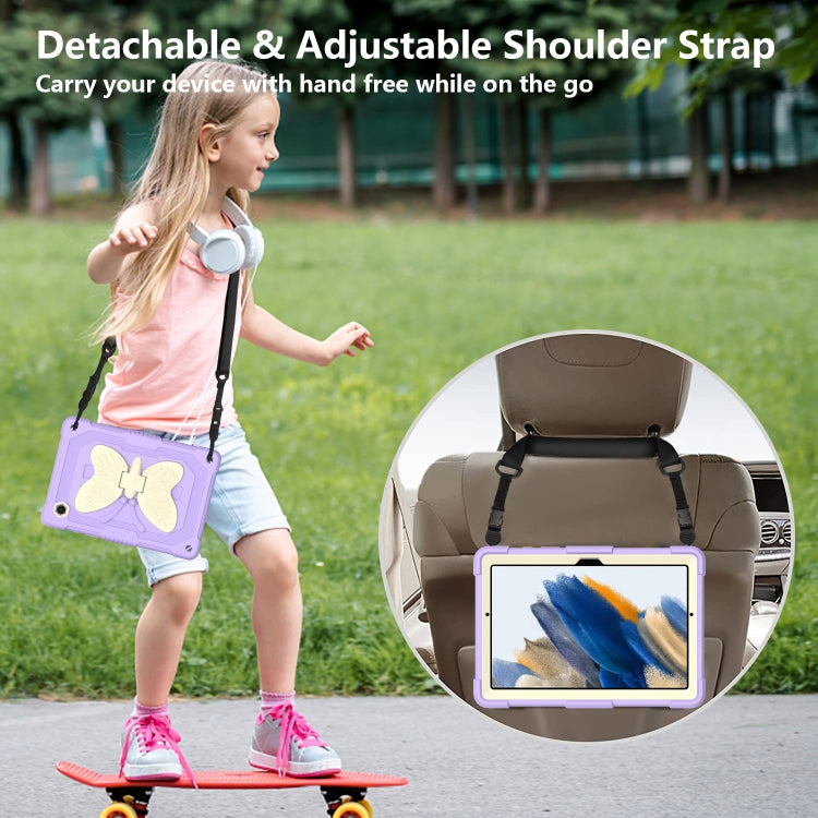 For Samsung Galaxy Tab A8 10.5 2021 Beige PC + Silicone Holder Tablet Case(Beige+Raro Purple) - Other Galaxy Tab PC by buy2fix | Online Shopping UK | buy2fix