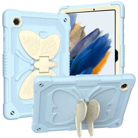 For Samsung Galaxy Tab A8 10.5 2021 Beige PC + Silicone Holder Tablet Case(Beige+Ice Blue) - Other Galaxy Tab PC by buy2fix | Online Shopping UK | buy2fix
