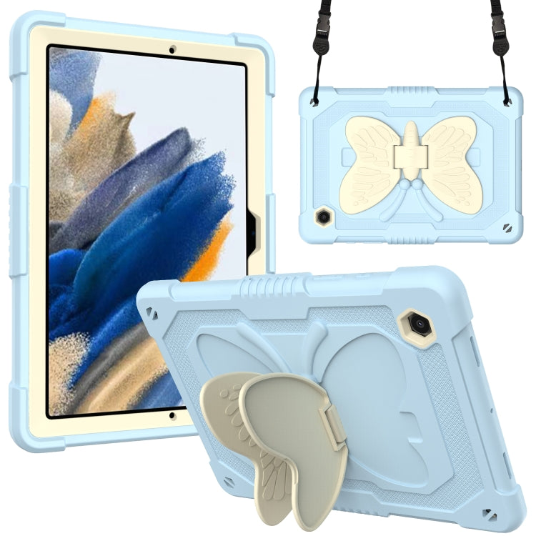 For Samsung Galaxy Tab A8 10.5 2021 Beige PC + Silicone Holder Tablet Case(Beige+Ice Blue) - Other Galaxy Tab PC by buy2fix | Online Shopping UK | buy2fix