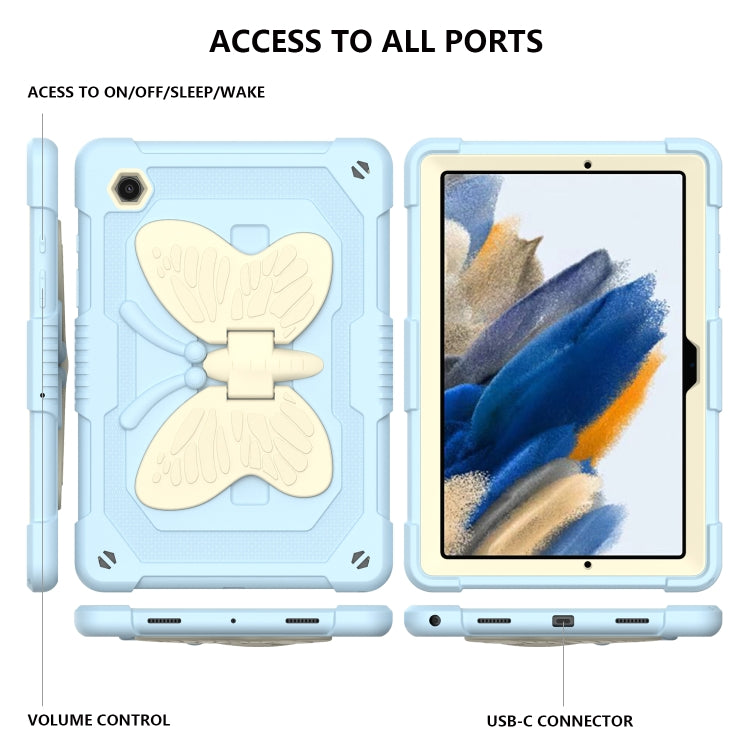 For Samsung Galaxy Tab A8 10.5 2021 Beige PC + Silicone Holder Tablet Case(Beige+Ice Blue) - Other Galaxy Tab PC by buy2fix | Online Shopping UK | buy2fix