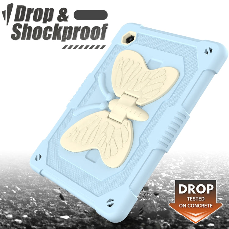 For Samsung Galaxy Tab A8 10.5 2021 Beige PC + Silicone Holder Tablet Case(Beige+Ice Blue) - Other Galaxy Tab PC by buy2fix | Online Shopping UK | buy2fix