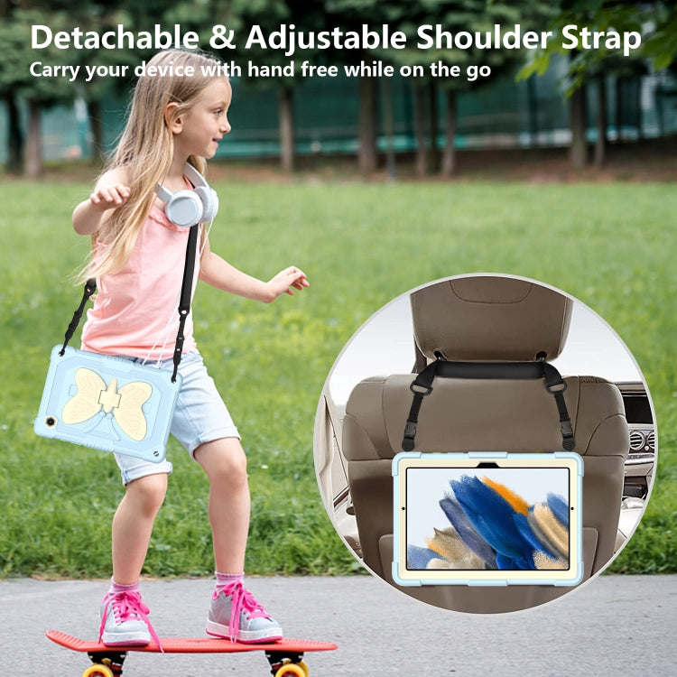 For Samsung Galaxy Tab A8 10.5 2021 Beige PC + Silicone Holder Tablet Case(Beige+Ice Blue) - Other Galaxy Tab PC by buy2fix | Online Shopping UK | buy2fix