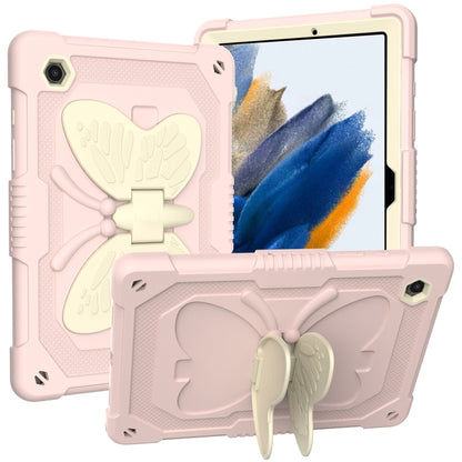 For Samsung Galaxy Tab A8 10.5 2021 Beige PC + Silicone Holder Tablet Case(Beige+Rose Pink) - Other Galaxy Tab PC by buy2fix | Online Shopping UK | buy2fix