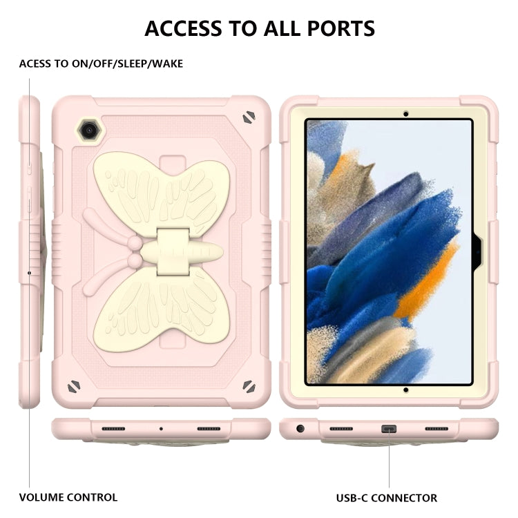 For Samsung Galaxy Tab A8 10.5 2021 Beige PC + Silicone Holder Tablet Case(Beige+Rose Pink) - Other Galaxy Tab PC by buy2fix | Online Shopping UK | buy2fix