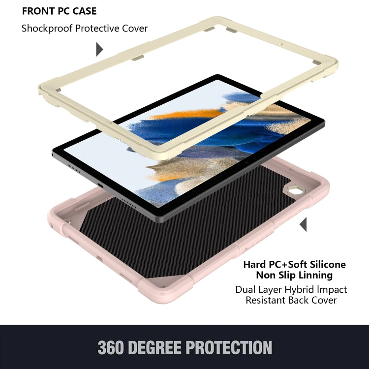 For Samsung Galaxy Tab A8 10.5 2021 Beige PC + Silicone Holder Tablet Case(Beige+Rose Pink) - Other Galaxy Tab PC by buy2fix | Online Shopping UK | buy2fix