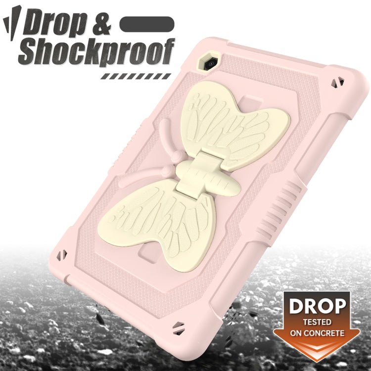 For Samsung Galaxy Tab A8 10.5 2021 Beige PC + Silicone Holder Tablet Case(Beige+Rose Pink) - Other Galaxy Tab PC by buy2fix | Online Shopping UK | buy2fix