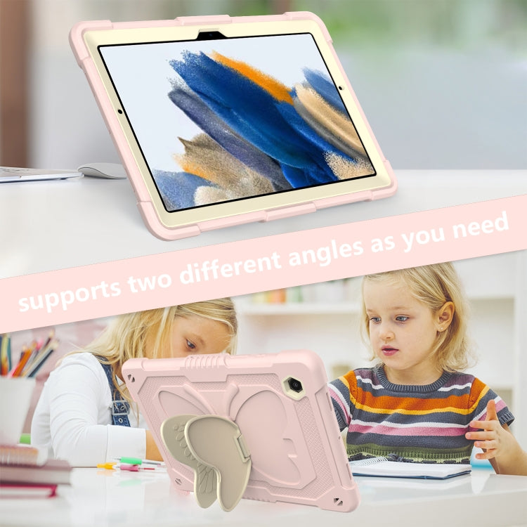 For Samsung Galaxy Tab A8 10.5 2021 Beige PC + Silicone Holder Tablet Case(Beige+Rose Pink) - Other Galaxy Tab PC by buy2fix | Online Shopping UK | buy2fix