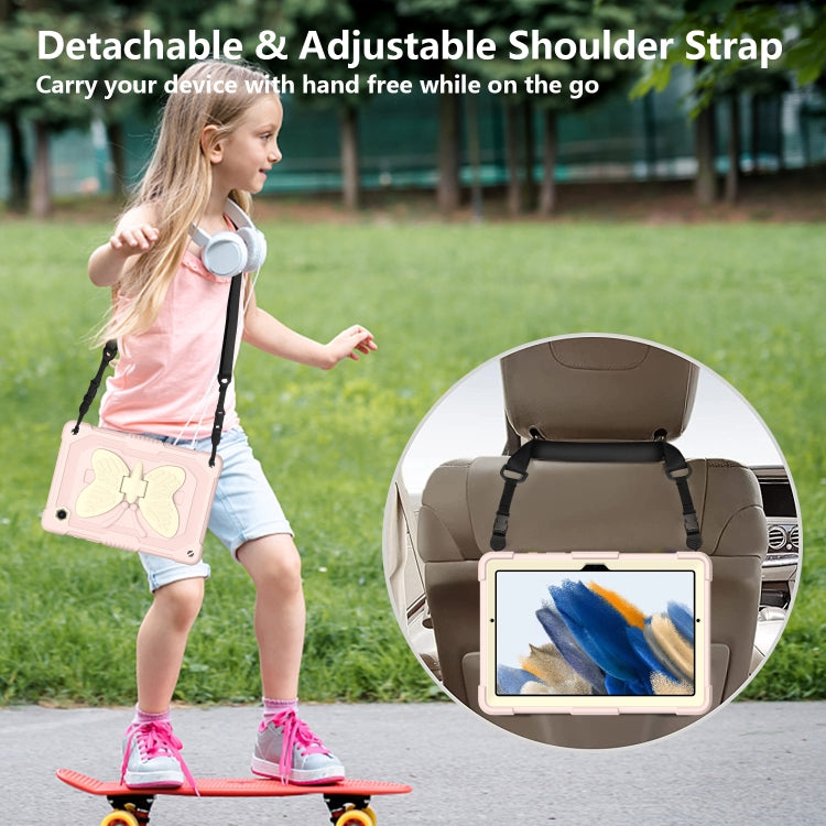 For Samsung Galaxy Tab A8 10.5 2021 Beige PC + Silicone Holder Tablet Case(Beige+Rose Pink) - Other Galaxy Tab PC by buy2fix | Online Shopping UK | buy2fix