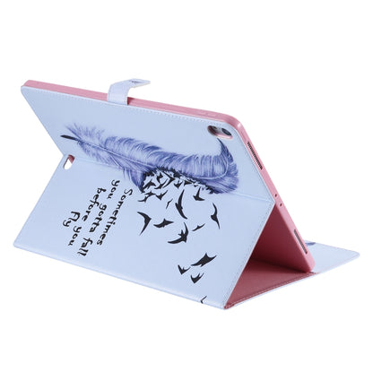 for iPad Pro 12.9 (2018) Colored Drawing Pattern Horizontal Flip PU Leather Case with Holder & Card Slots & Wallet (Feather) - iPad Pro 12.9 (2018) Cases by buy2fix | Online Shopping UK | buy2fix