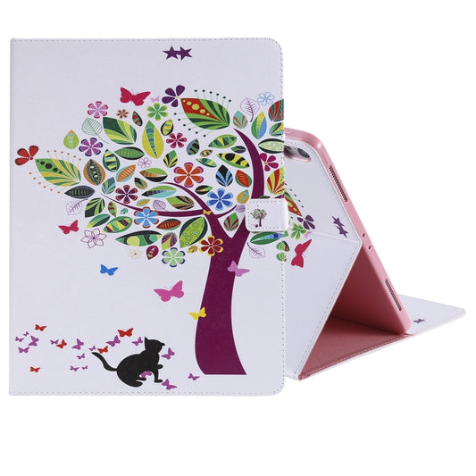 for iPad Pro 12.9 (2018) Colored Drawing Pattern Horizontal Flip PU Leather Case with Holder & Card Slots & Wallet (Cat and Tree) - iPad Pro 12.9 (2018) Cases by buy2fix | Online Shopping UK | buy2fix