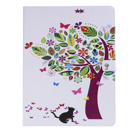 for iPad Pro 12.9 (2018) Colored Drawing Pattern Horizontal Flip PU Leather Case with Holder & Card Slots & Wallet (Cat and Tree) - iPad Pro 12.9 (2018) Cases by buy2fix | Online Shopping UK | buy2fix