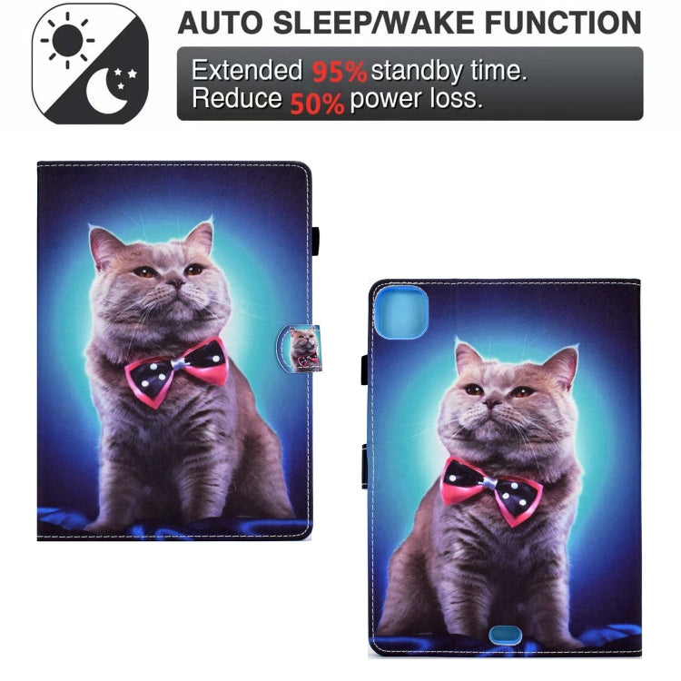 For iPad Pro 11 2022 / 2021 / 2020 Sewing Pen Slot Leather Tablet Case(Bow Tie Cat) - iPad Pro 11 (2022/2021) Cases by buy2fix | Online Shopping UK | buy2fix