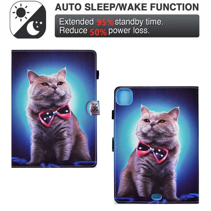 For iPad Pro 11 2022 / 2021 / 2020 Sewing Pen Slot Leather Tablet Case(Bow Tie Cat) - iPad Pro 11 (2022/2021) Cases by buy2fix | Online Shopping UK | buy2fix