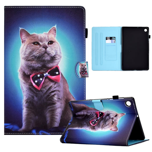 For Samsung Galaxy Tab A8 Sewing Pen Slot Leather Tablet Case(Bow Tie Cat) - Other Galaxy Tab PC by buy2fix | Online Shopping UK | buy2fix