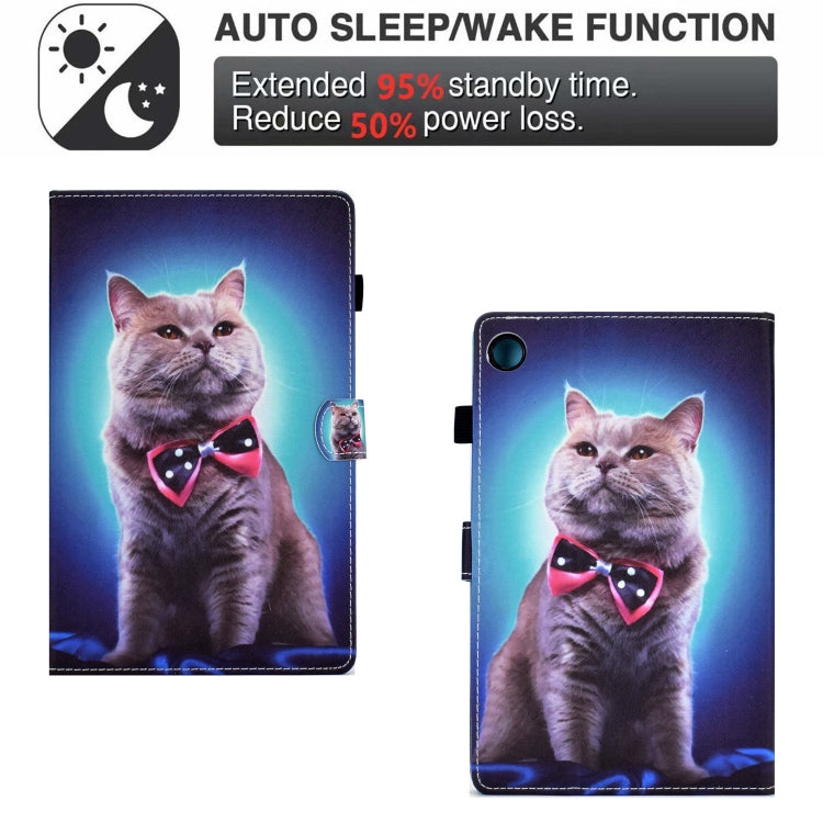 For Samsung Galaxy Tab A8 Sewing Pen Slot Leather Tablet Case(Bow Tie Cat) - Other Galaxy Tab PC by buy2fix | Online Shopping UK | buy2fix