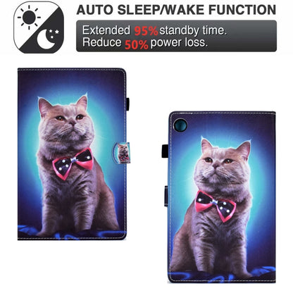 For Samsung Galaxy Tab A8 Sewing Pen Slot Leather Tablet Case(Bow Tie Cat) - Other Galaxy Tab PC by buy2fix | Online Shopping UK | buy2fix