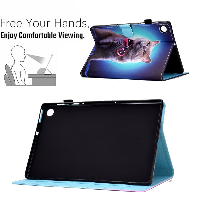 For Samsung Galaxy Tab A8 Sewing Pen Slot Leather Tablet Case(Bow Tie Cat) - Other Galaxy Tab PC by buy2fix | Online Shopping UK | buy2fix
