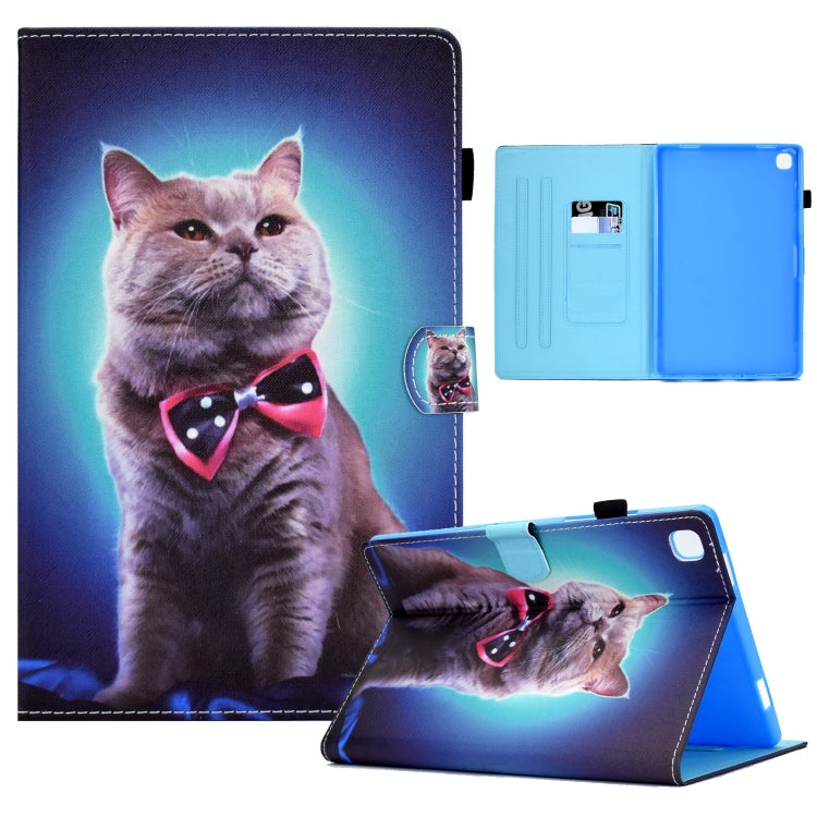 For Samsung Galaxy Tab A7 10.4 2020 T500 Sewing Pen Slot Leather Tablet Case(Bow Tie Cat) - Other Galaxy Tab PC by buy2fix | Online Shopping UK | buy2fix