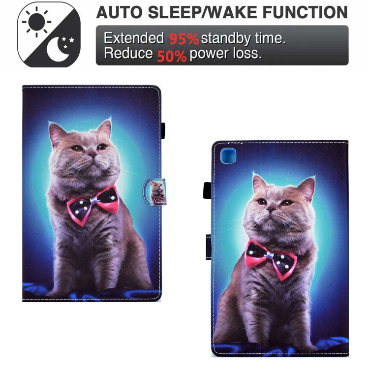 For Samsung Galaxy Tab A7 10.4 2020 T500 Sewing Pen Slot Leather Tablet Case(Bow Tie Cat) - Other Galaxy Tab PC by buy2fix | Online Shopping UK | buy2fix