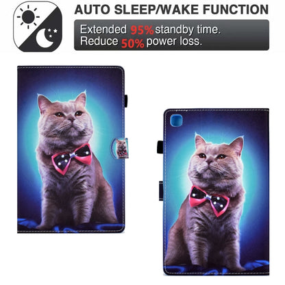 For Samsung Galaxy Tab A7 10.4 2020 T500 Sewing Pen Slot Leather Tablet Case(Bow Tie Cat) - Other Galaxy Tab PC by buy2fix | Online Shopping UK | buy2fix