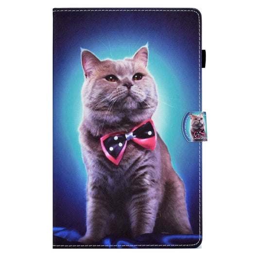 For Samsung Galaxy Tab A 10.1 2016 T580 Sewing Pen Slot Leather Tablet Case(Bow Tie Cat) - Tab A 10.1 by buy2fix | Online Shopping UK | buy2fix
